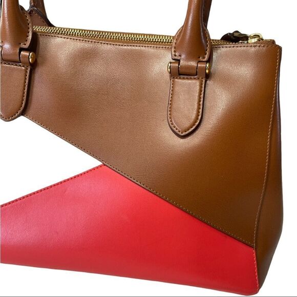 R.L.L Ralph Laure 💯% Cow Leather Tri-Color Colorblock Handbag - Picture 6 of 16